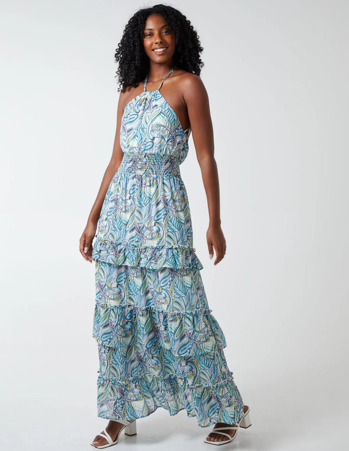 Halter Neck Ruffle Maxi Dress sold by Blue Vanilla product image thumbnail 3