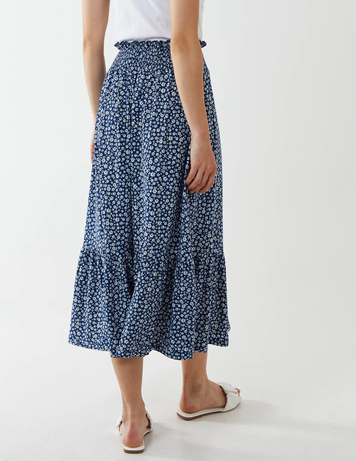 Button Front Shirring Waist Maxi Skirt sold by Blue Vanilla product image thumbnail 5