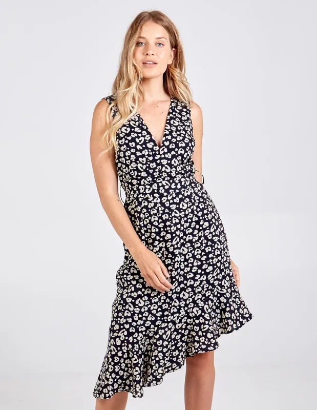 Asymmetric Frill Hem V Neck Dress sold by Blue Vanilla