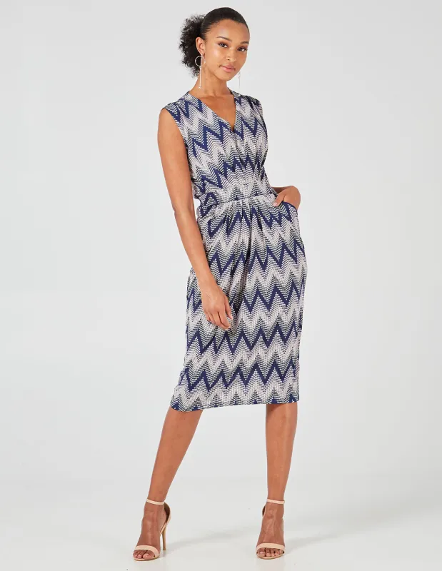 Pink Pleated Front Detail Midi Dress sold by Blue Vanilla