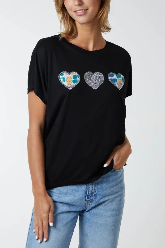 Sequin Detail Heart Tee sold by Blue Vanilla
