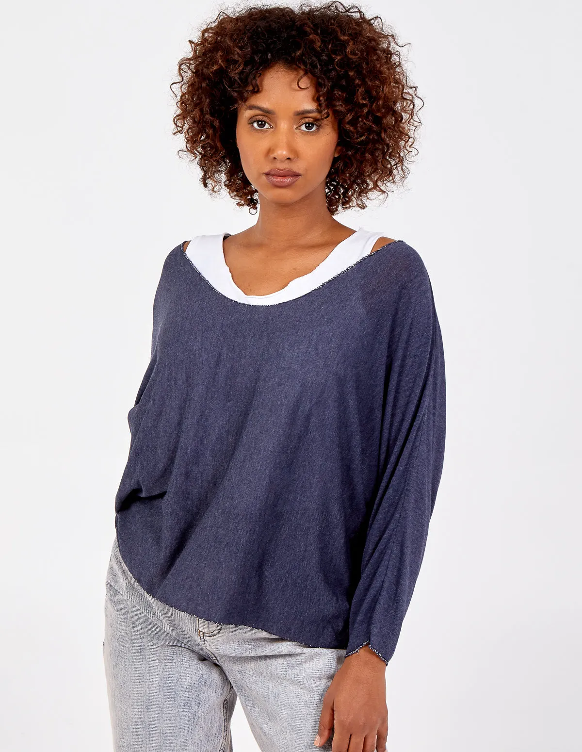 FARRAH - Navy Batwing Necklace Top sold by Blue Vanilla product image thumbnail 5