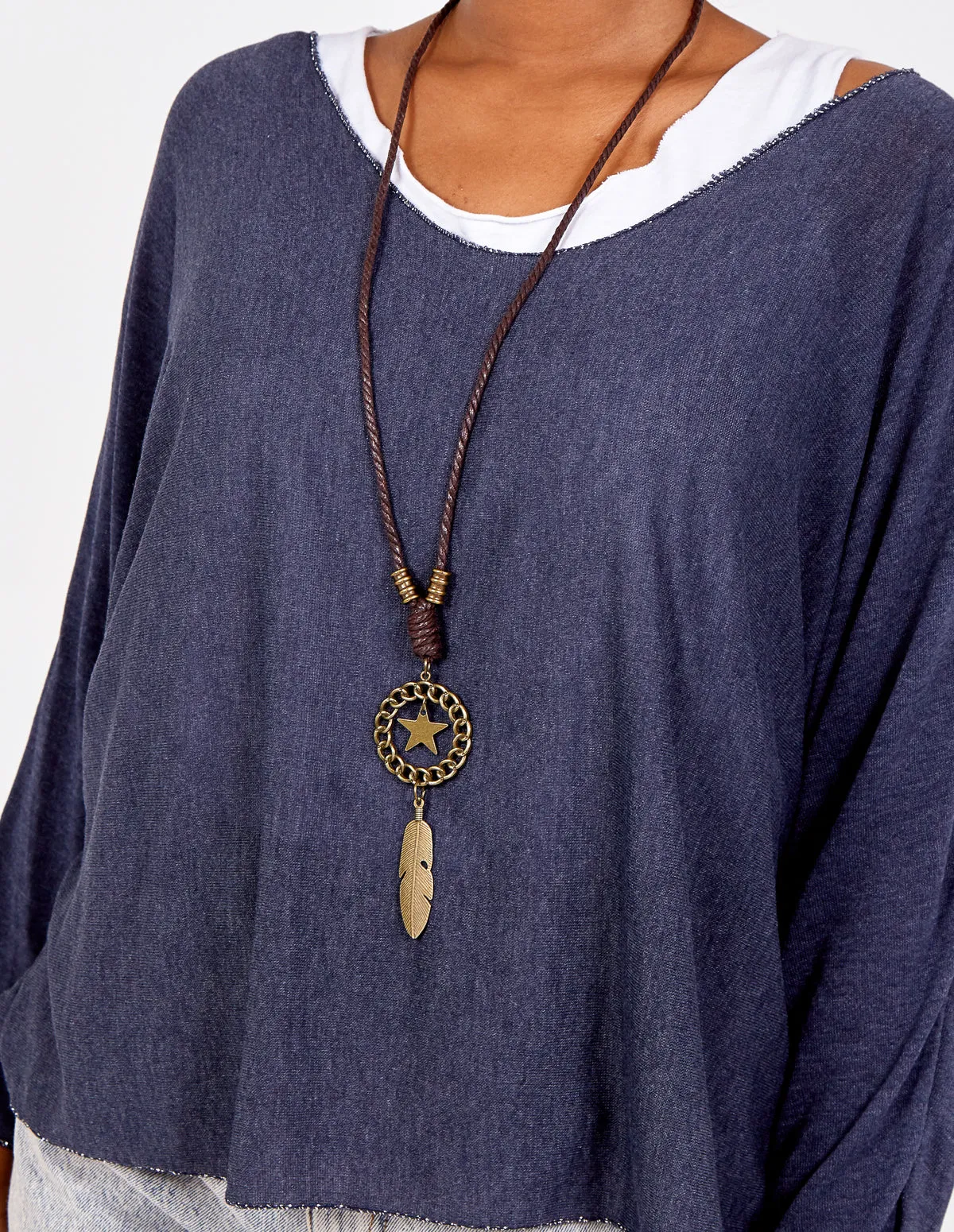 FARRAH - Navy Batwing Necklace Top sold by Blue Vanilla product image thumbnail 4