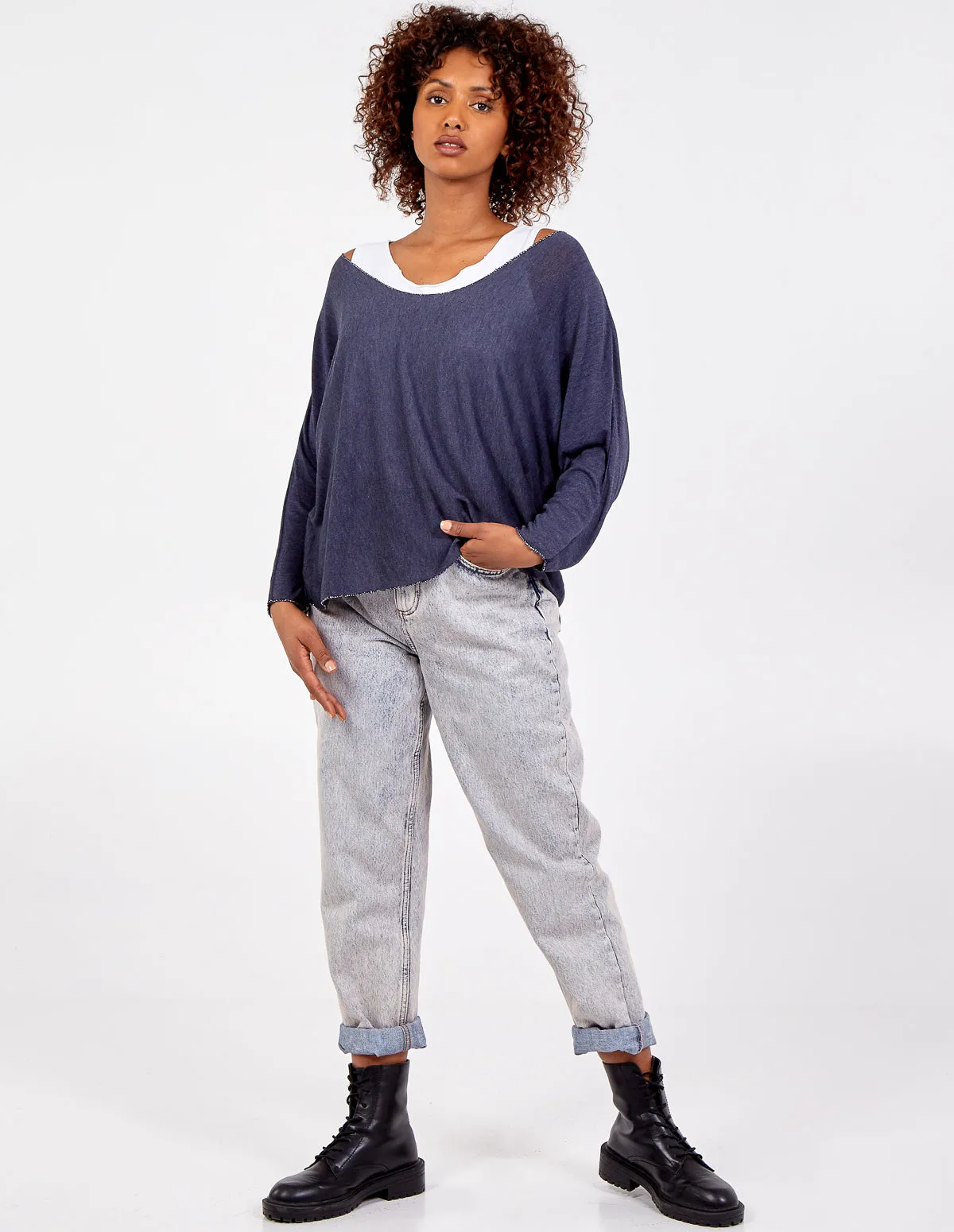 FARRAH - Navy Batwing Necklace Top sold by Blue Vanilla product image thumbnail 3