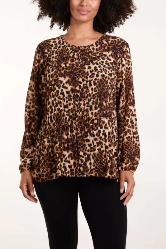 Leopard Print Pleated Top sold by Blue Vanilla