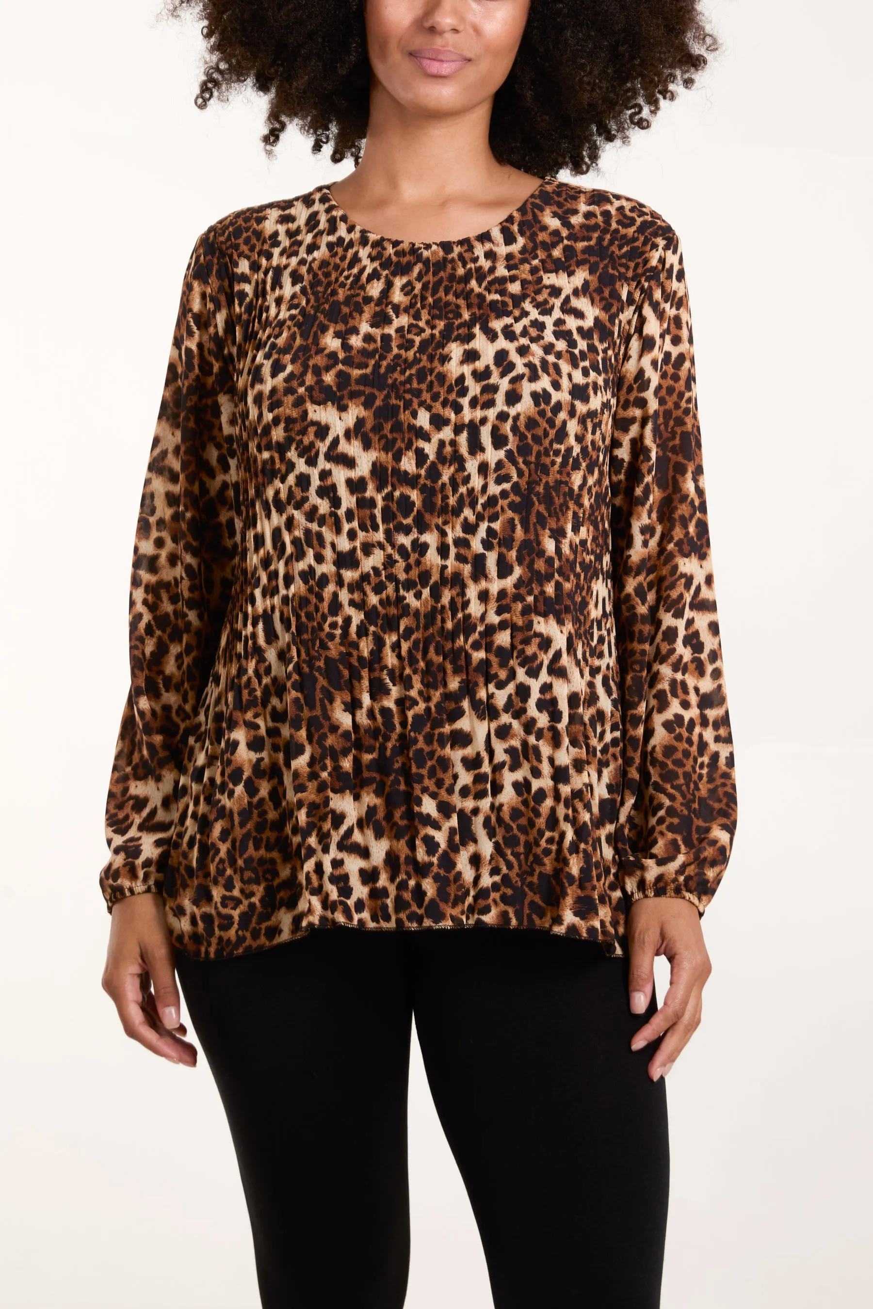 Leopard Print Pleated Top sold by Blue Vanilla