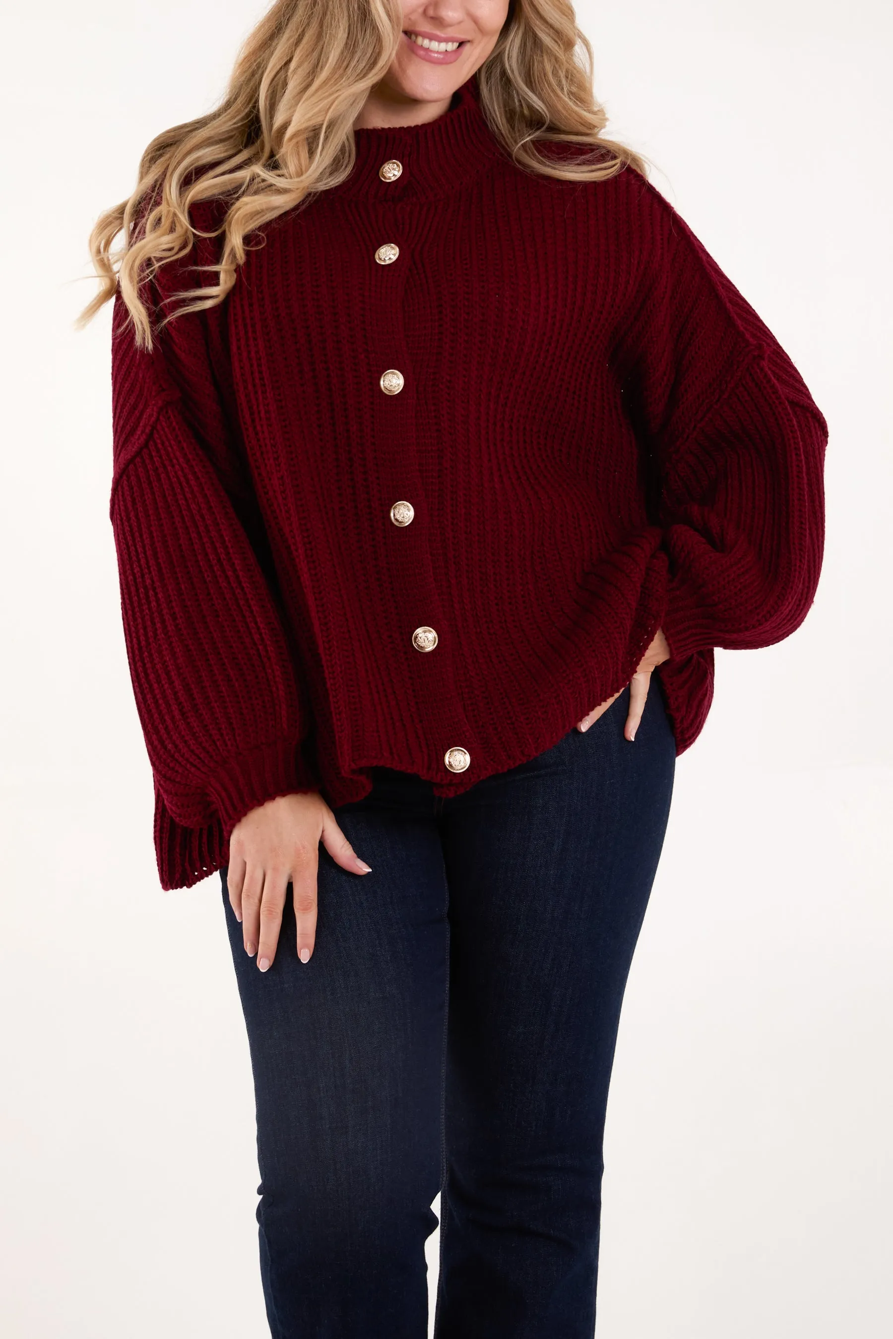 High Neck Balloon Sleeve Cardigan sold by Blue Vanilla