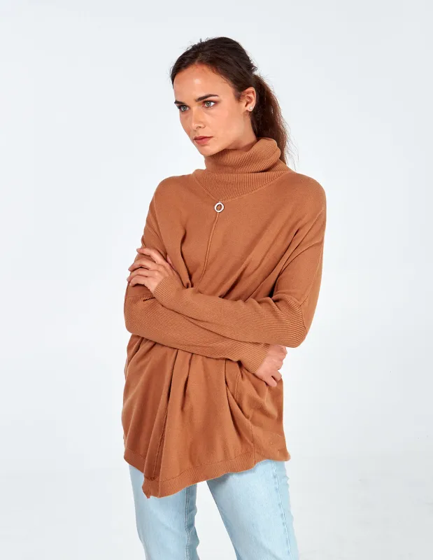Diamond Ring Roll Neck Tunic Jumper sold by Blue Vanilla