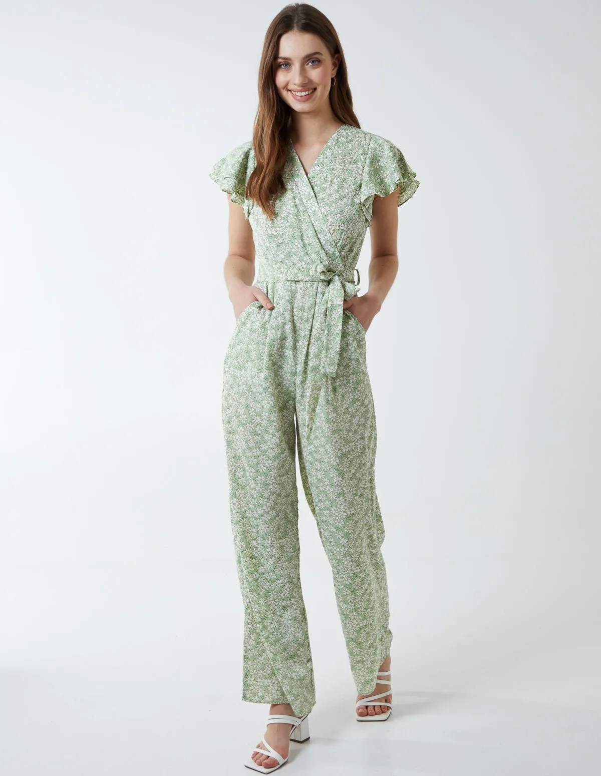Wrap Front Frill Sleeve Jumpsuit sold by Blue Vanilla product image thumbnail 2