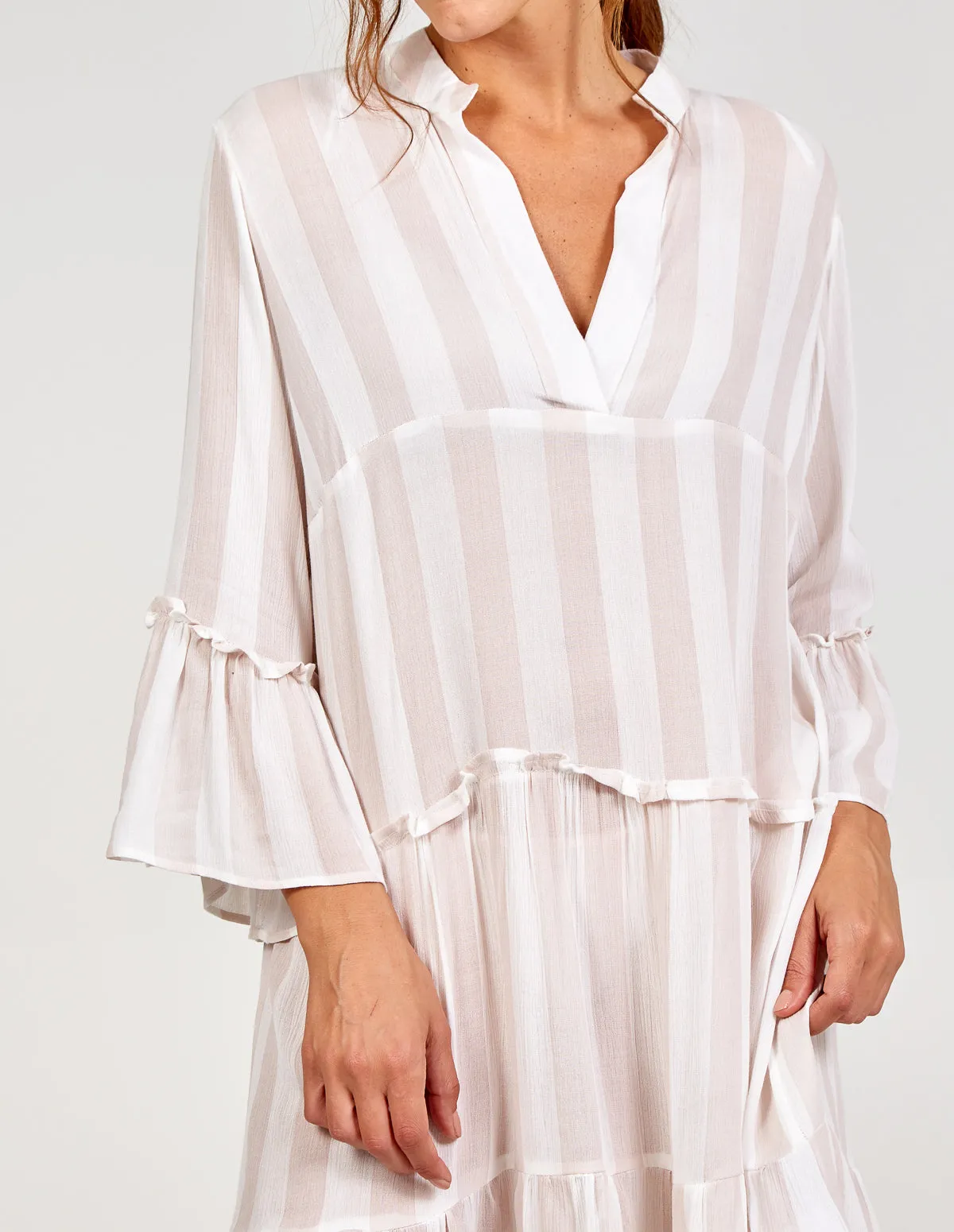 V Neck Tiered Frill Detail Oversized Dress sold by Blue Vanilla product image thumbnail 2