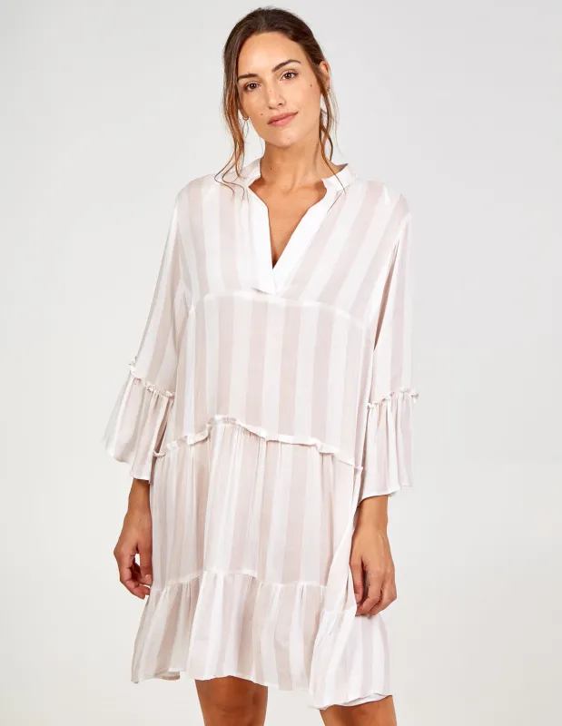 V Neck Tiered Frill Detail Oversized Dress sold by Blue Vanilla