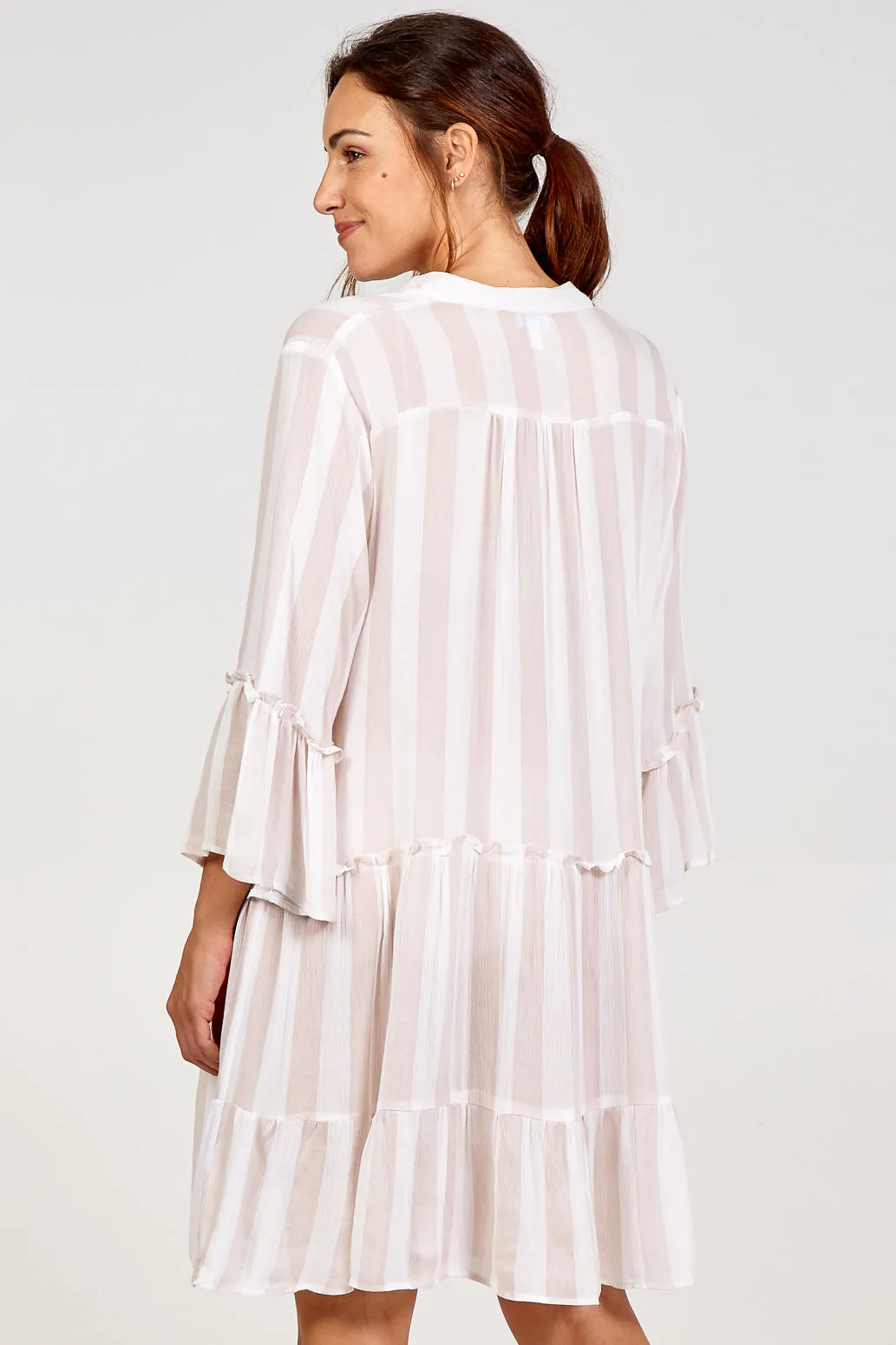V Neck Tiered Frill Detail Oversized Dress sold by Blue Vanilla product image thumbnail 4