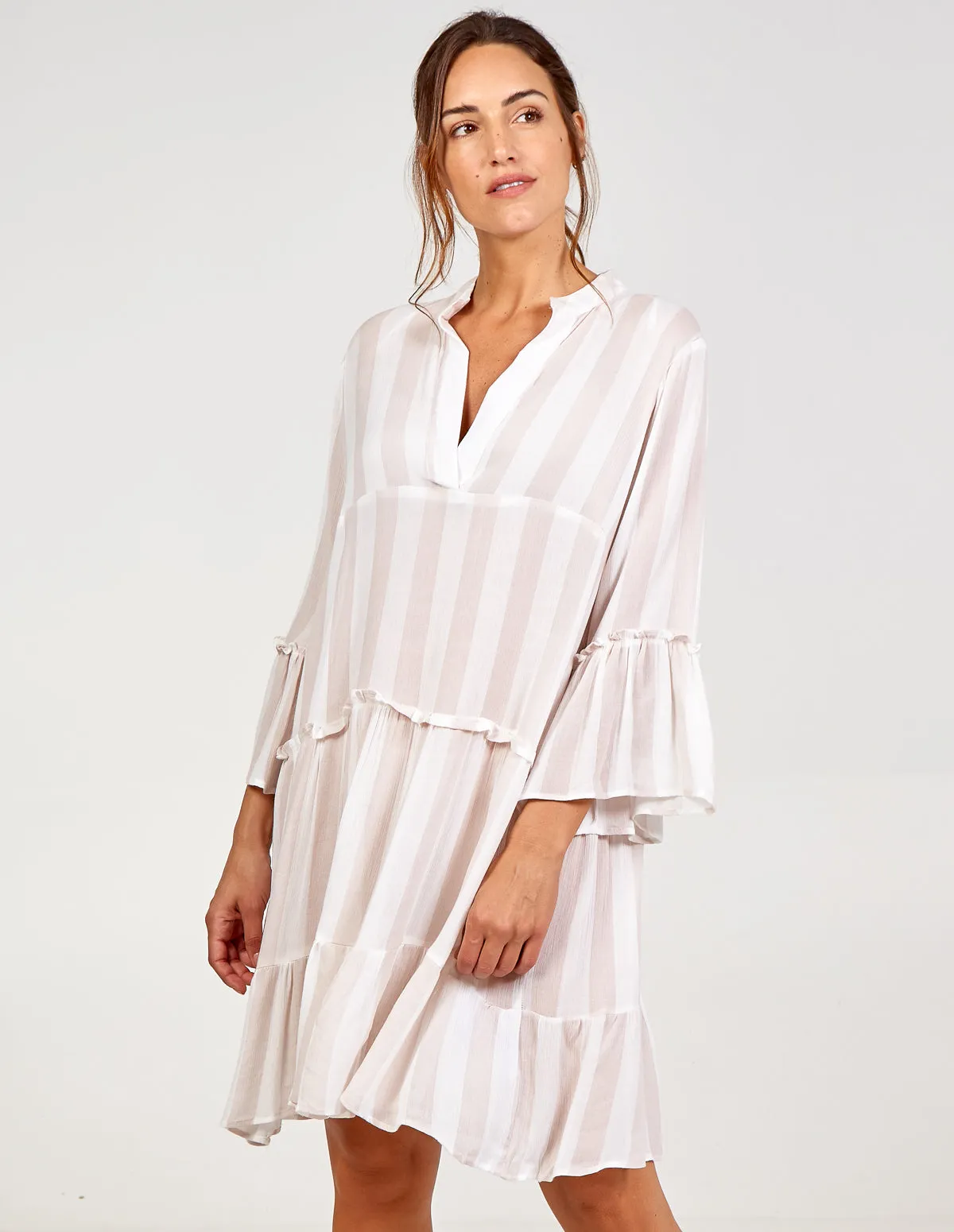 V Neck Tiered Frill Detail Oversized Dress sold by Blue Vanilla product image thumbnail 3