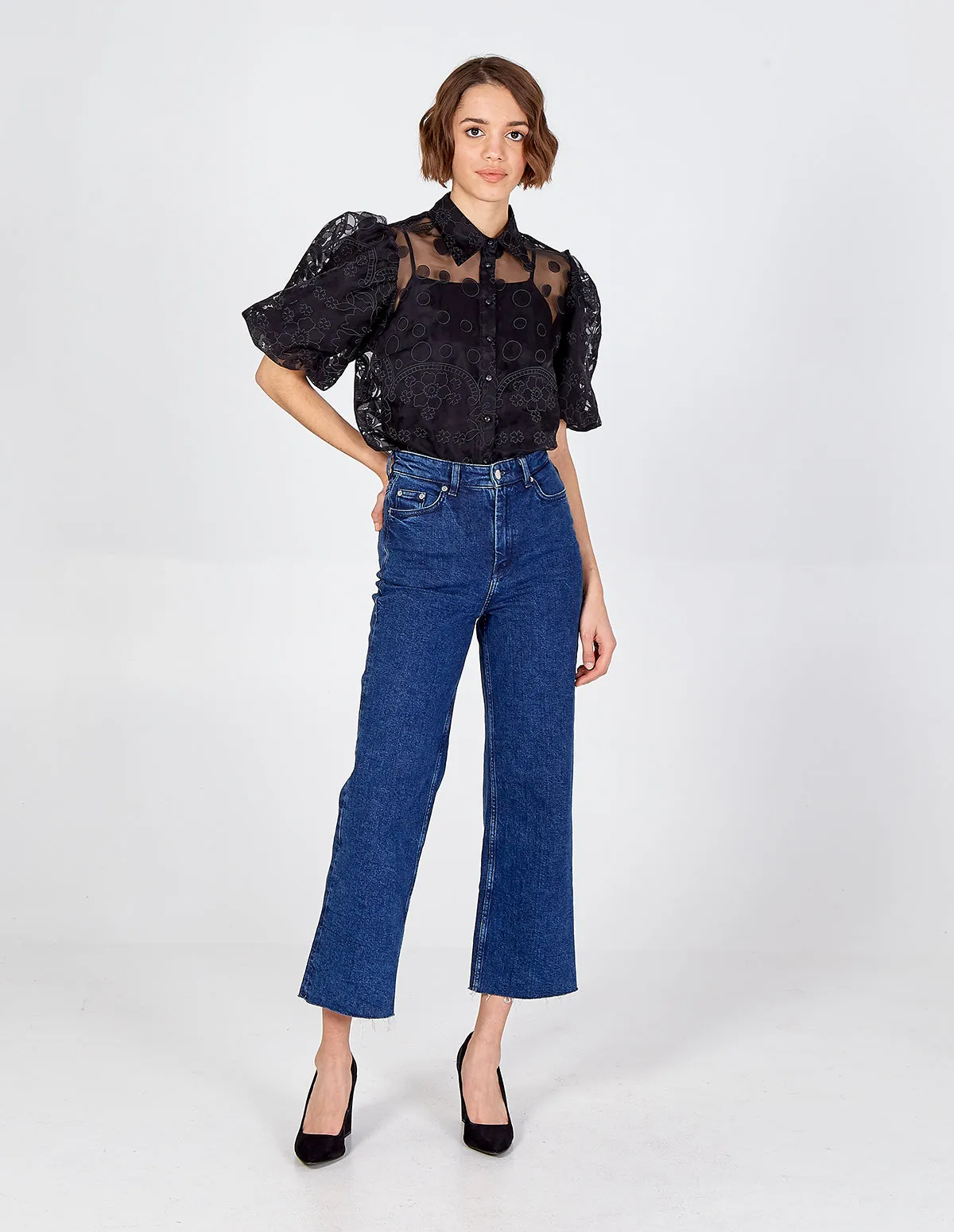 Puff Sleeve Mesh Polka Dot Shirt sold by Blue Vanilla product image thumbnail 2