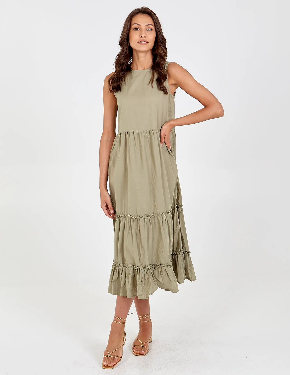 Tiered Crinkle Smock Dress sold by Blue Vanilla