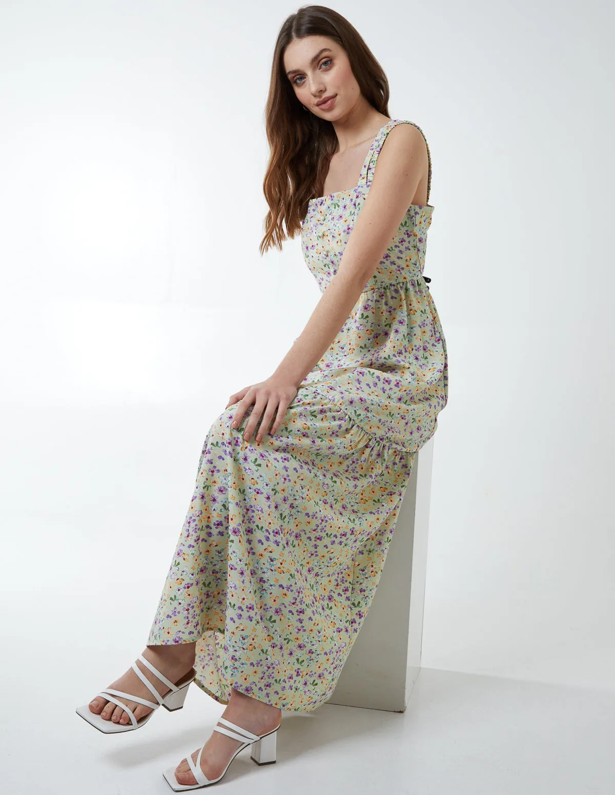 Floral Print Double Strap Midi Dress sold by Blue Vanilla