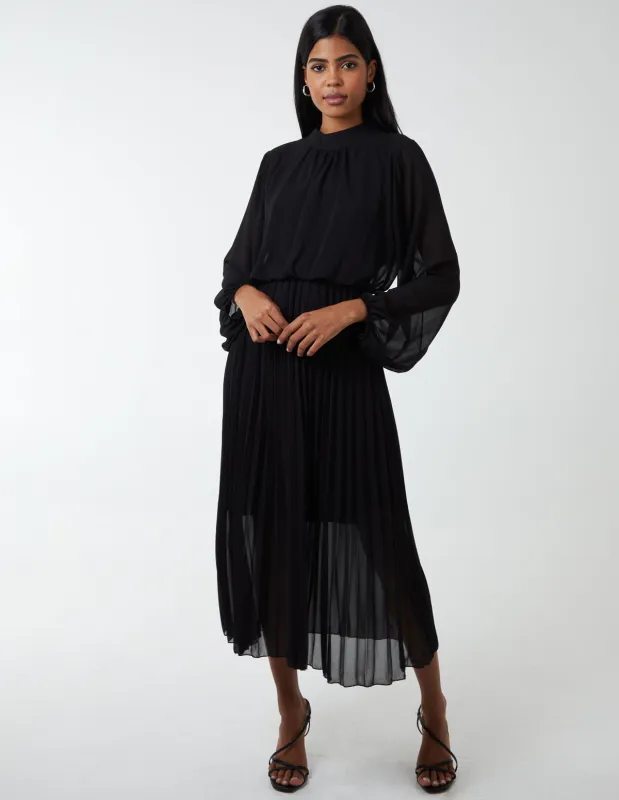 High Neck Pleated Midi Dress sold by Blue Vanilla
