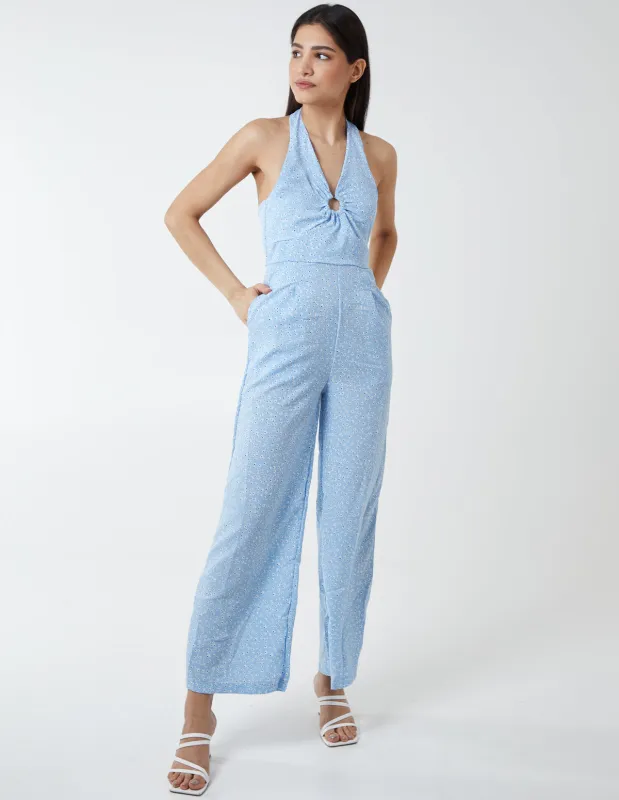 Ring Detail Halter Neck Culotte Jumpsuit sold by Blue Vanilla
