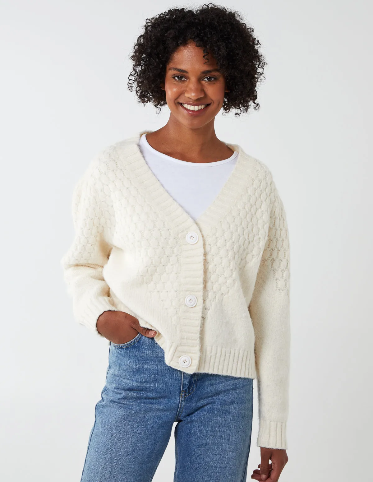 Bubble Knit Button Front Cardigan sold by Blue Vanilla