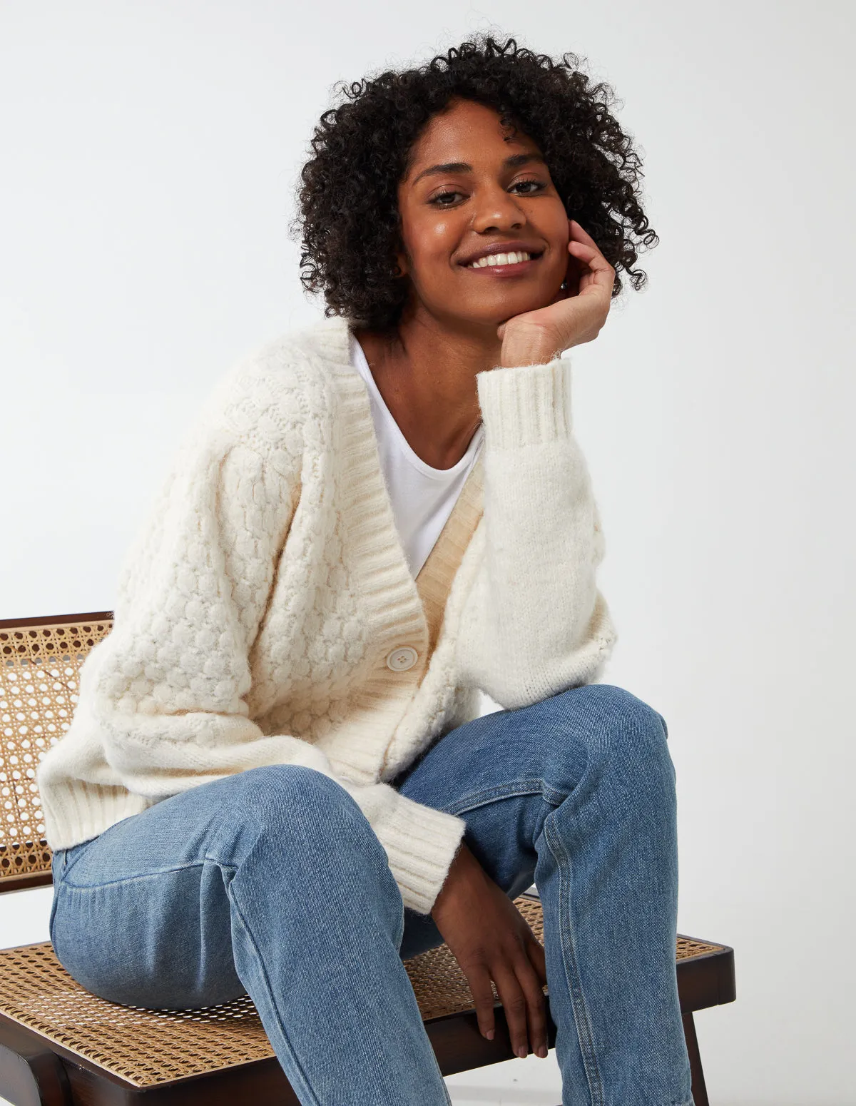 Bubble Knit Button Front Cardigan sold by Blue Vanilla product image thumbnail 2