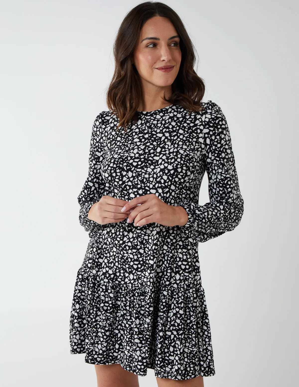 Balloon Sleeve Tiered Hem Swing Dress sold by Blue Vanilla product image thumbnail 3