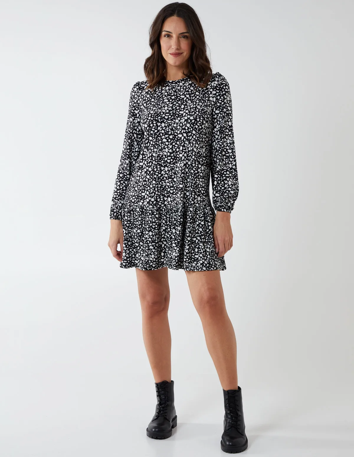 Balloon Sleeve Tiered Hem Swing Dress sold by Blue Vanilla product image thumbnail 2