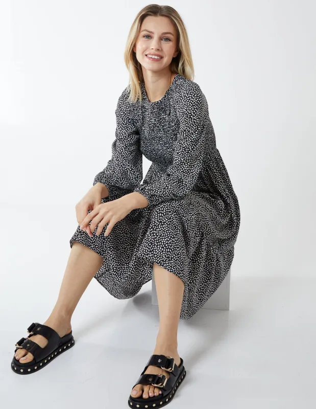 Floral Long Sleeve Tiered Dress made by Blue Vanilla