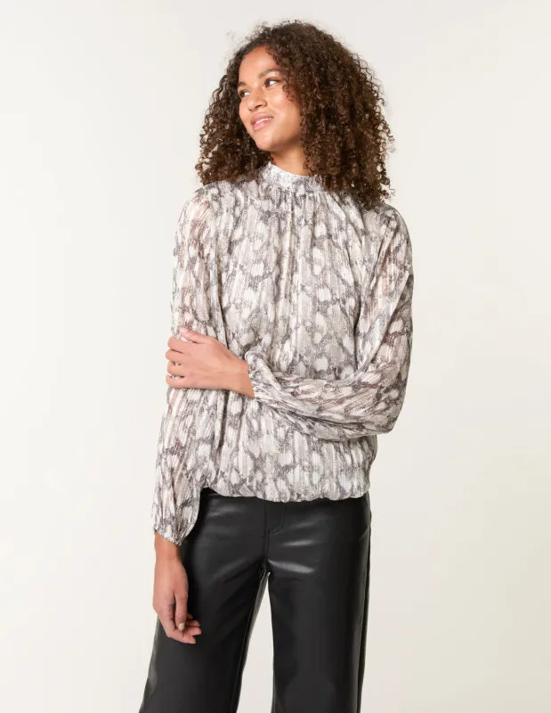 Rhinestone Studded Snake Print Blouse sold by Blue Vanilla