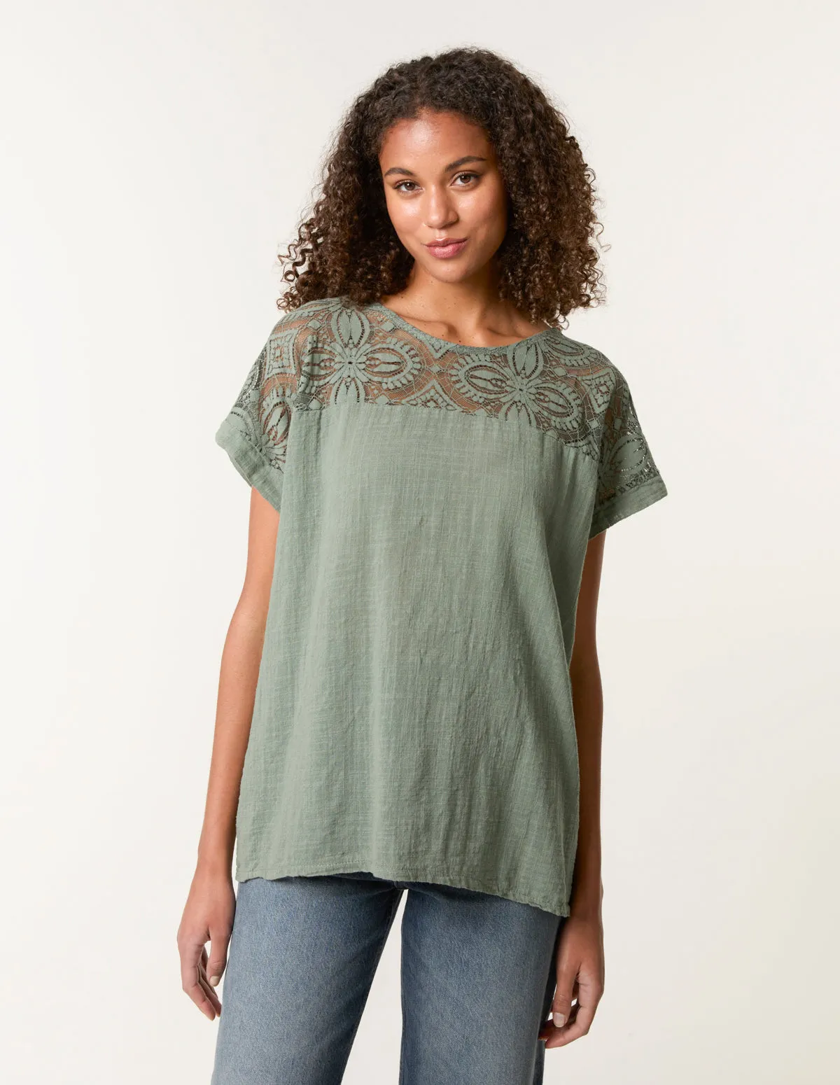 Lace Pattern Cotton Top sold by Blue Vanilla