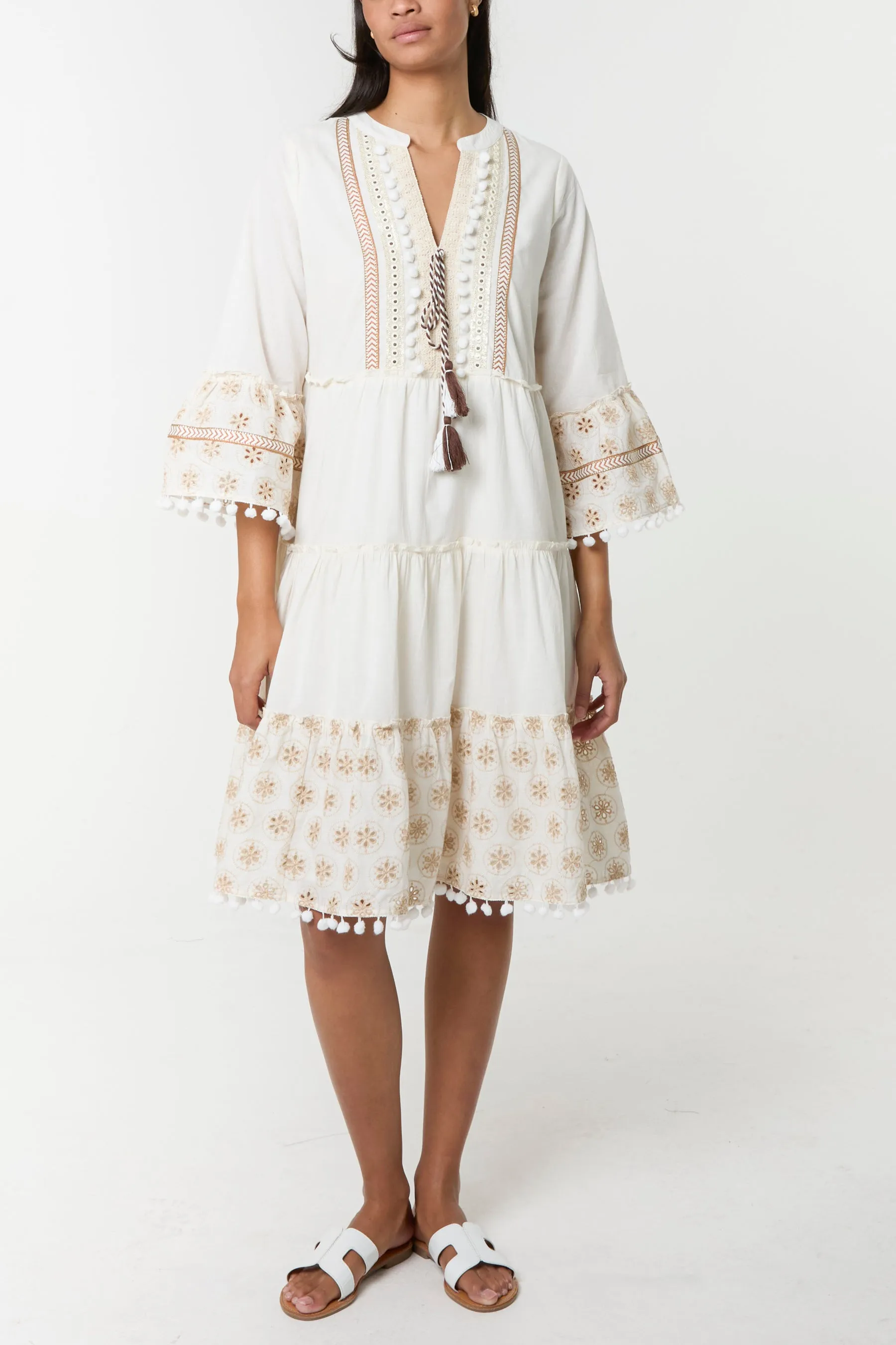Embellished Tie Front Cotton Dress sold by Blue Vanilla product image thumbnail 3