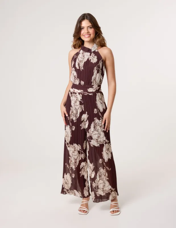 Pleated Halterneck Jumpsuit sold by Blue Vanilla