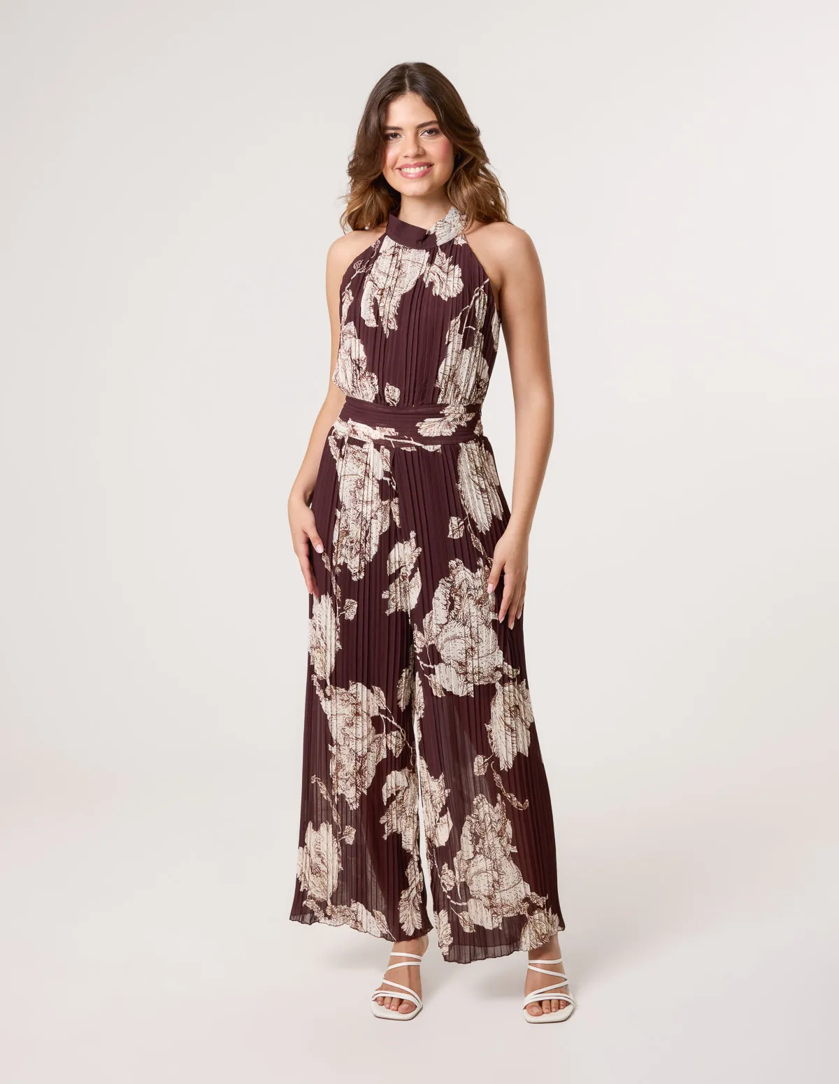Pleated Halterneck Jumpsuit sold by Blue Vanilla