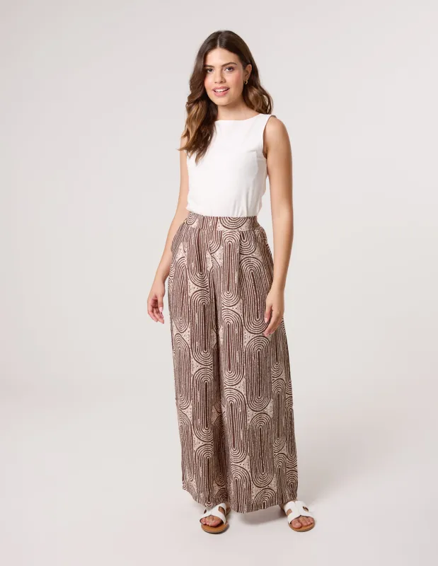 Wide Leg Trouser In Circular Print sold by Blue Vanilla