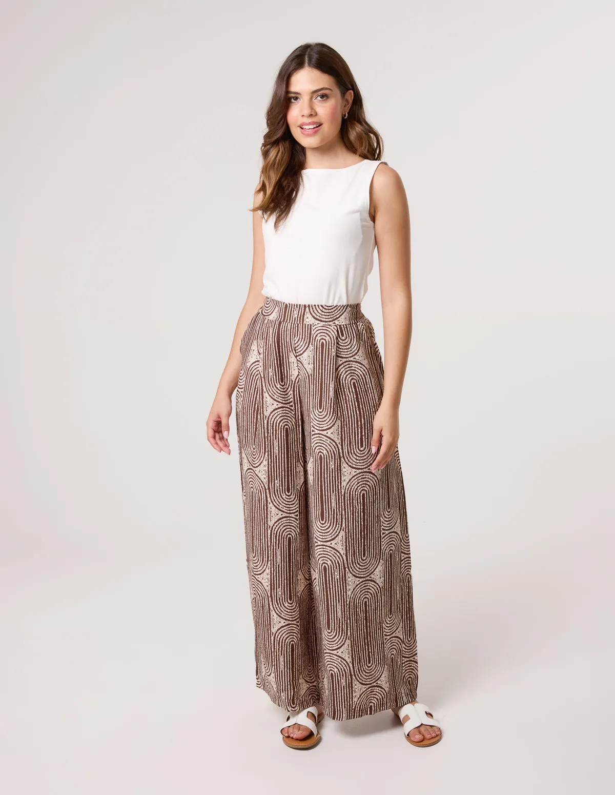 Wide Leg Trouser In Circular Print sold by Blue Vanilla