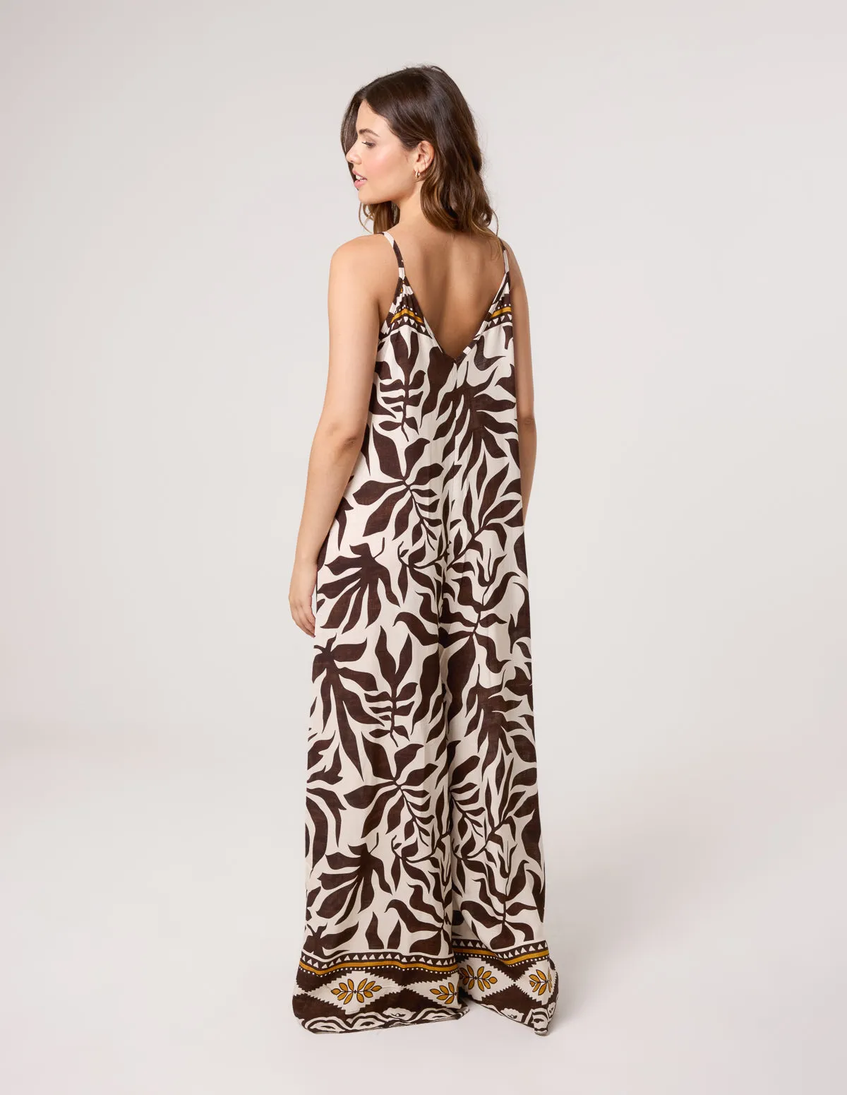 Printed V Neck Strappy Jumpsuit sold by Blue Vanilla product image thumbnail 4