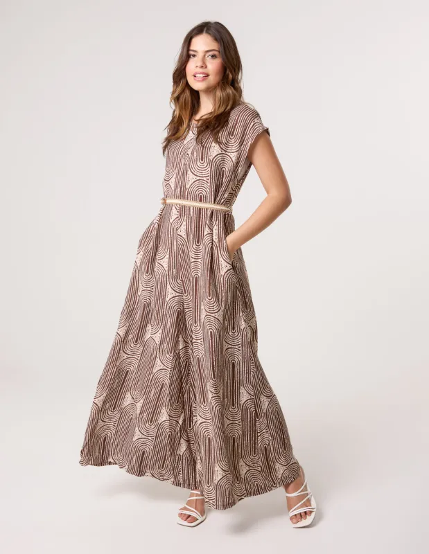 Belted Oversized Printed Jumpsuit sold by Blue Vanilla