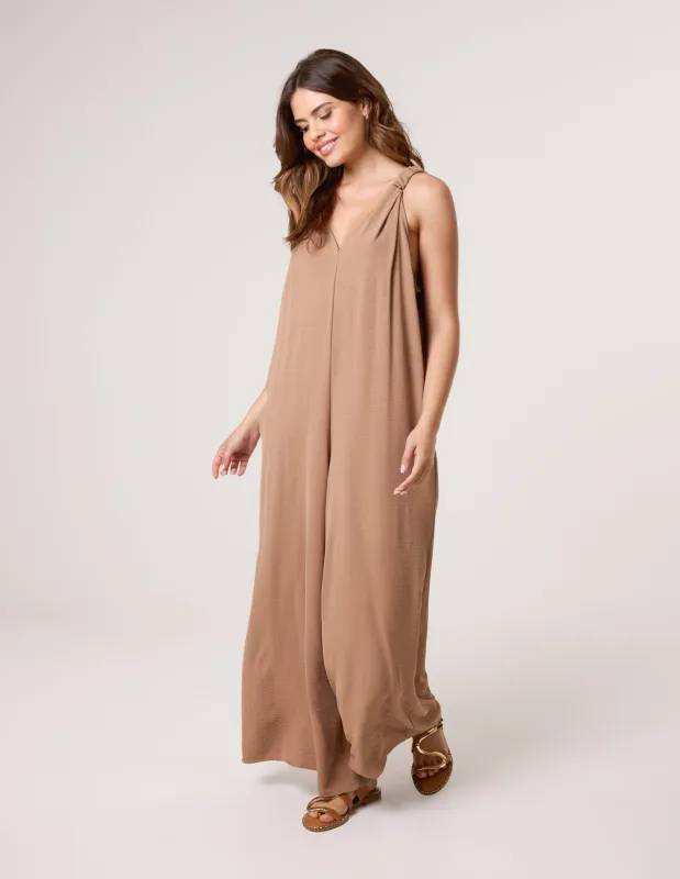 Wide Leg Side Pocket Double V Jumpsuit sold by Blue Vanilla