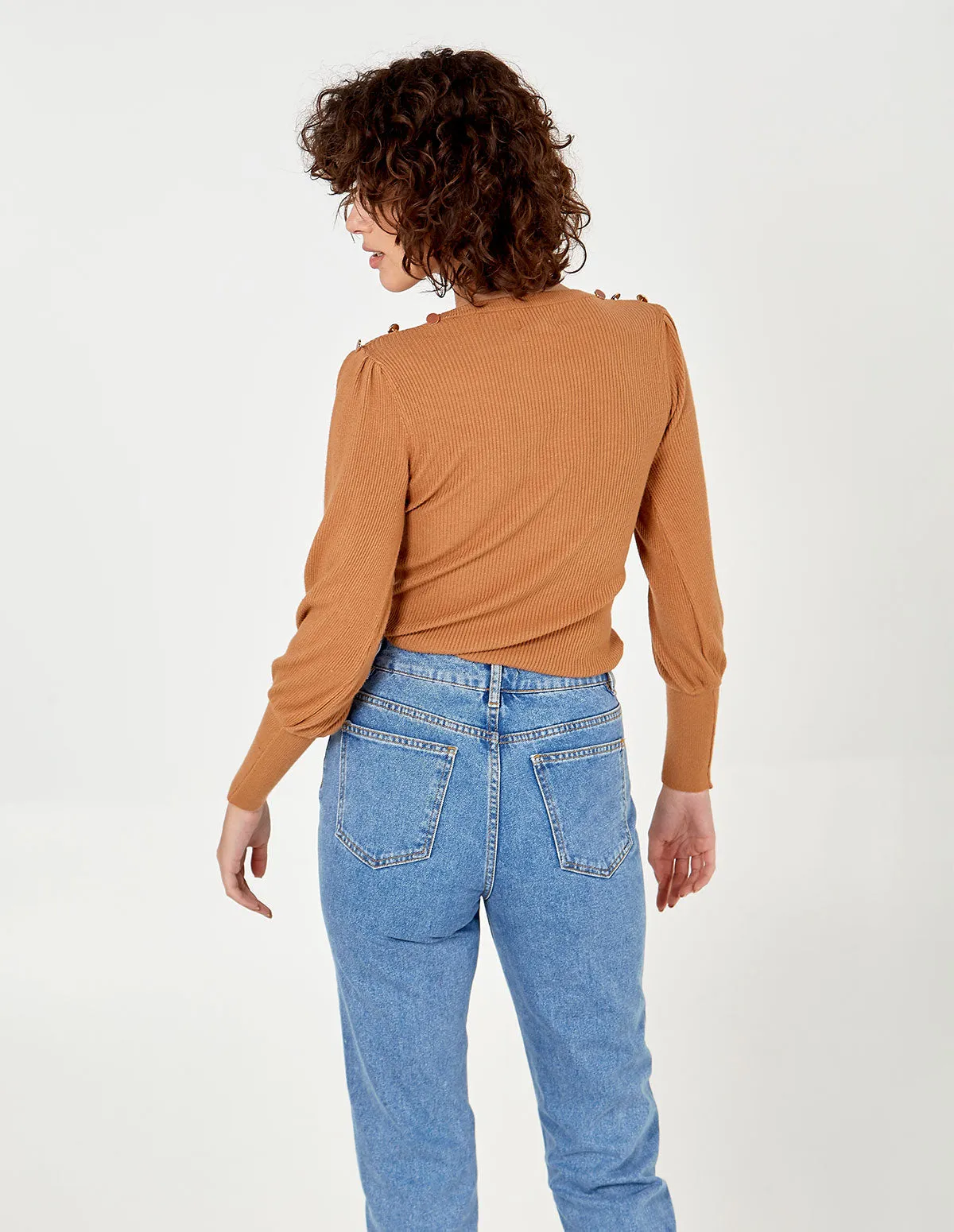 Button Shoulder Balloon Sleeve Jumper sold by Blue Vanilla product image thumbnail 5