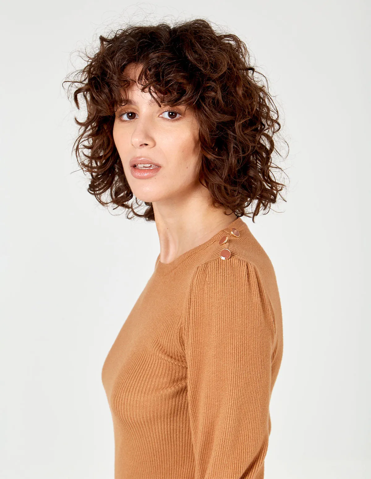 Button Shoulder Balloon Sleeve Jumper sold by Blue Vanilla product image thumbnail 4