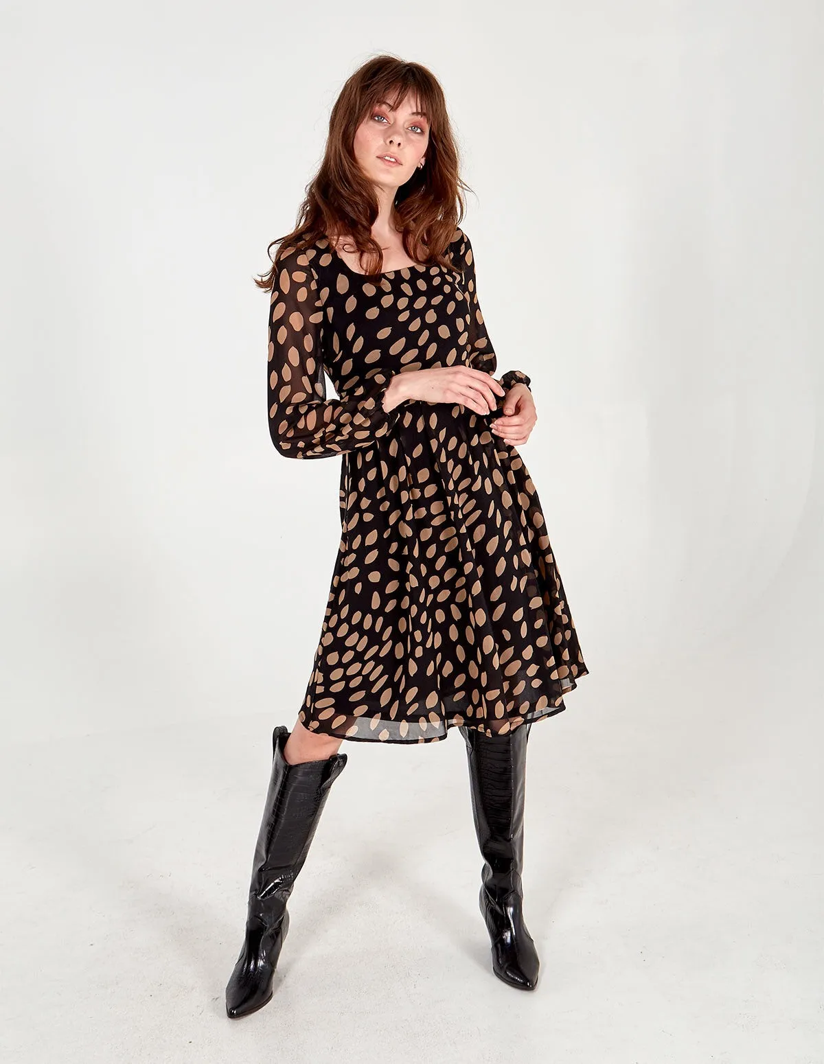 Long Sleeve Square Neck Midi Dress sold by Blue Vanilla product image thumbnail 4