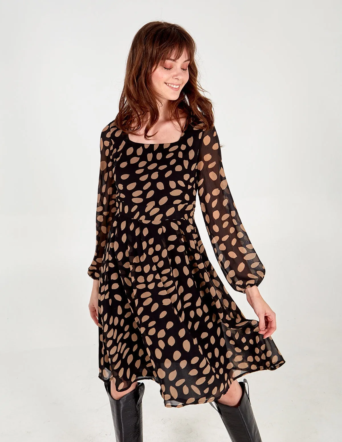 Long Sleeve Square Neck Midi Dress sold by Blue Vanilla