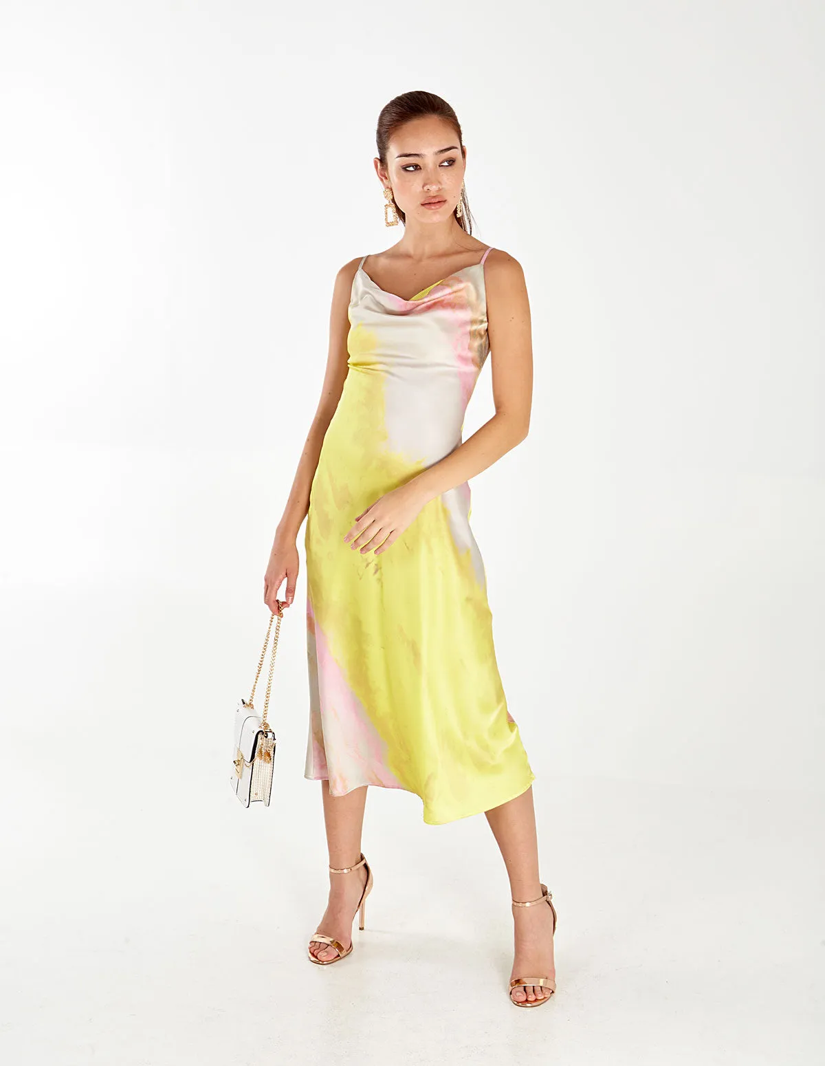 Satin Cowl Neck Midi Dress sold by Blue Vanilla product image thumbnail 2