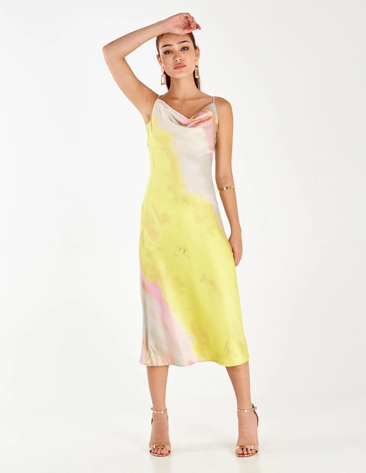 Satin Cowl Neck Midi Dress sold by Blue Vanilla