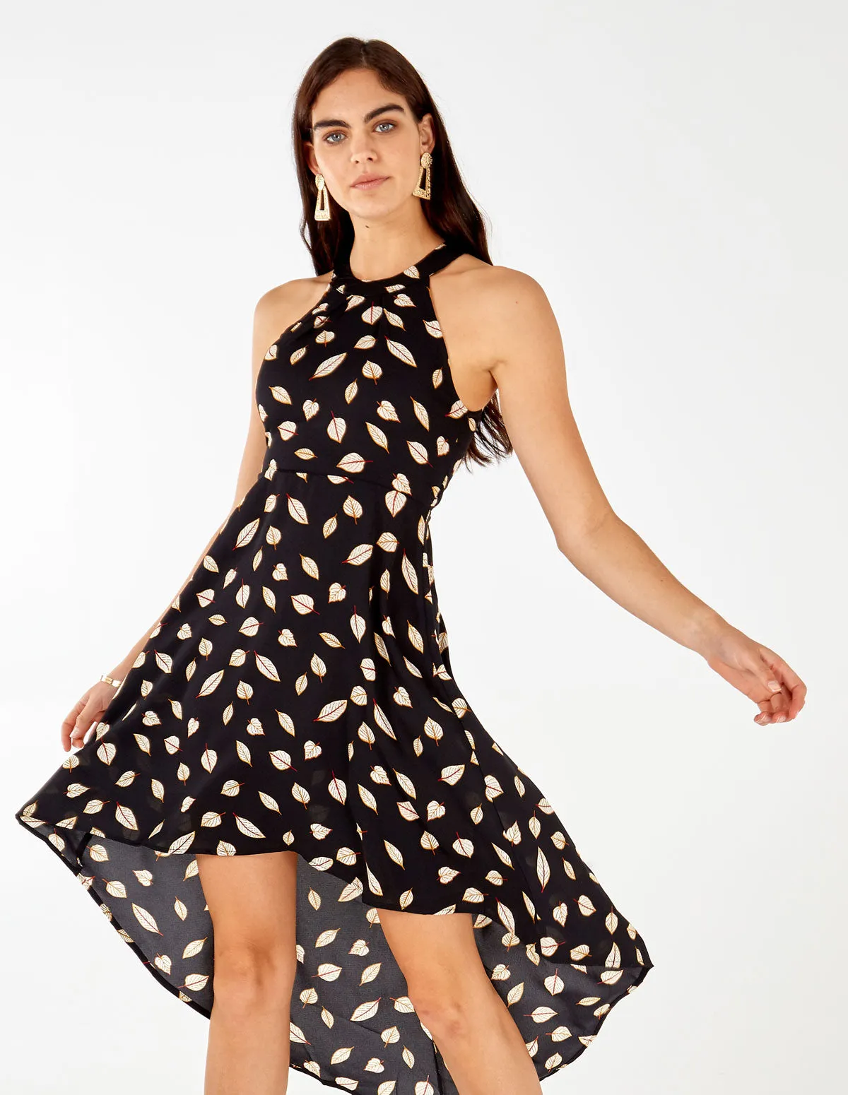 High Neck Hi Low Black Dress sold by Blue Vanilla