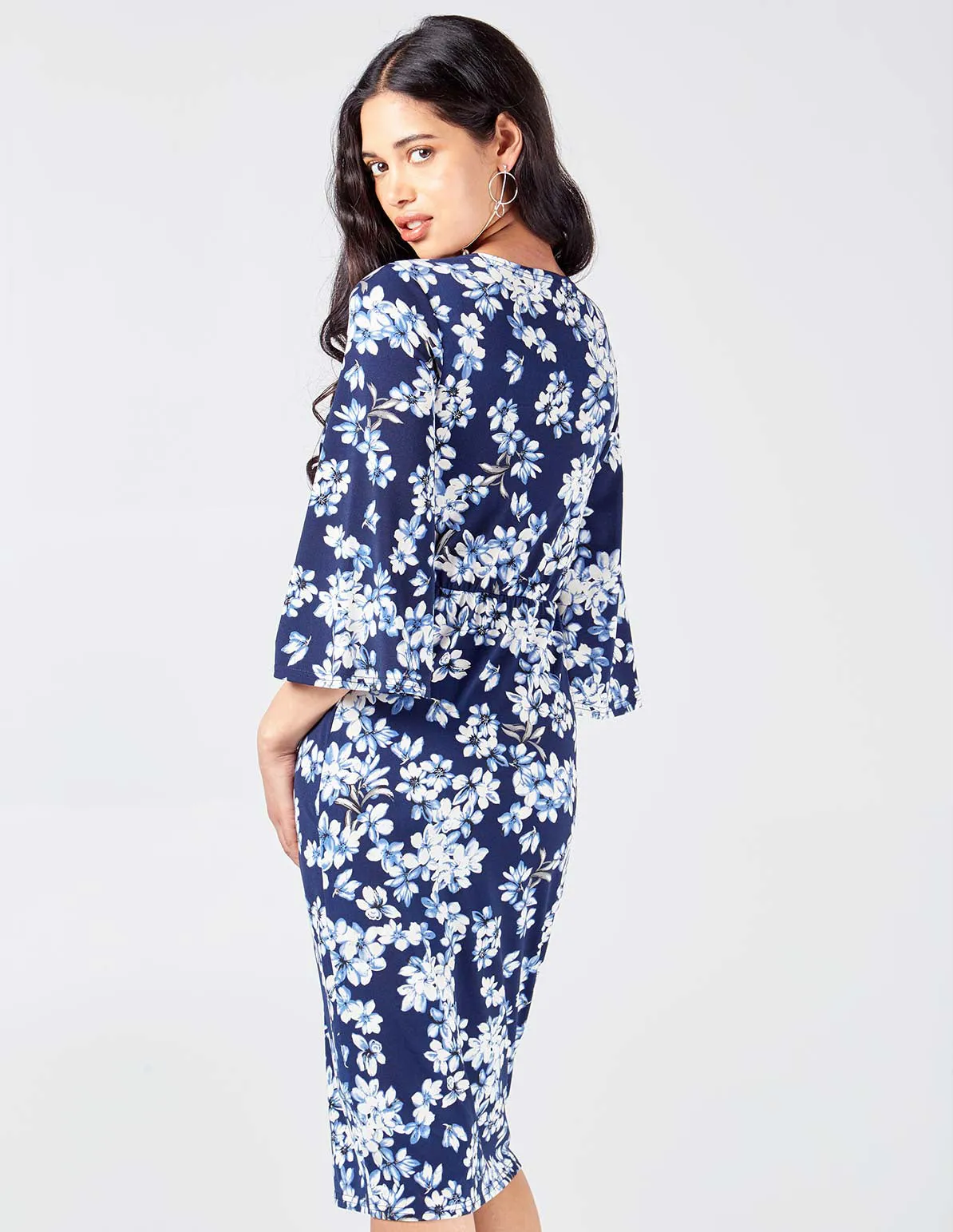 Twist Front Midi Floral Print Dress sold by Blue Vanilla product image thumbnail 4