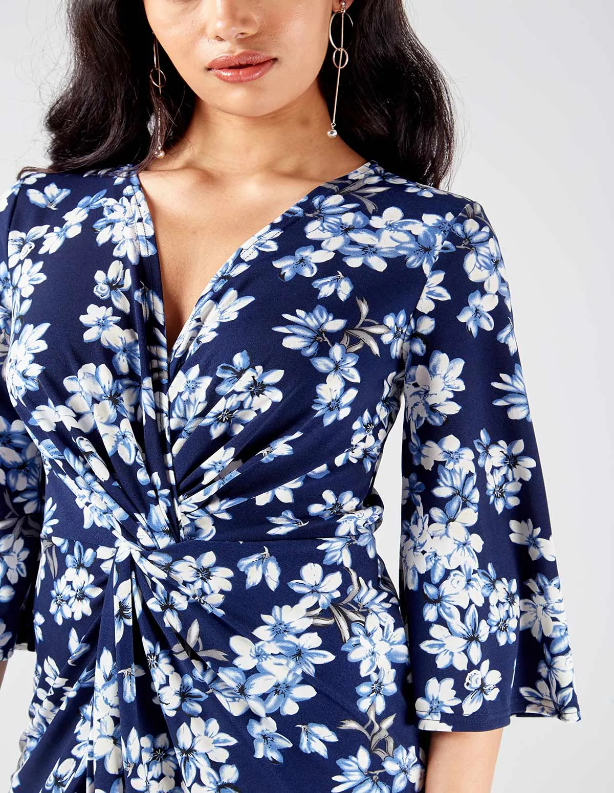 Twist Front Midi Floral Print Dress sold by Blue Vanilla product image thumbnail 3