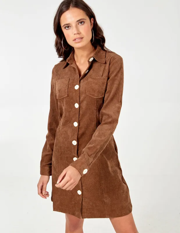 Button Through Cord Shirt Dress made by Blue Vanilla