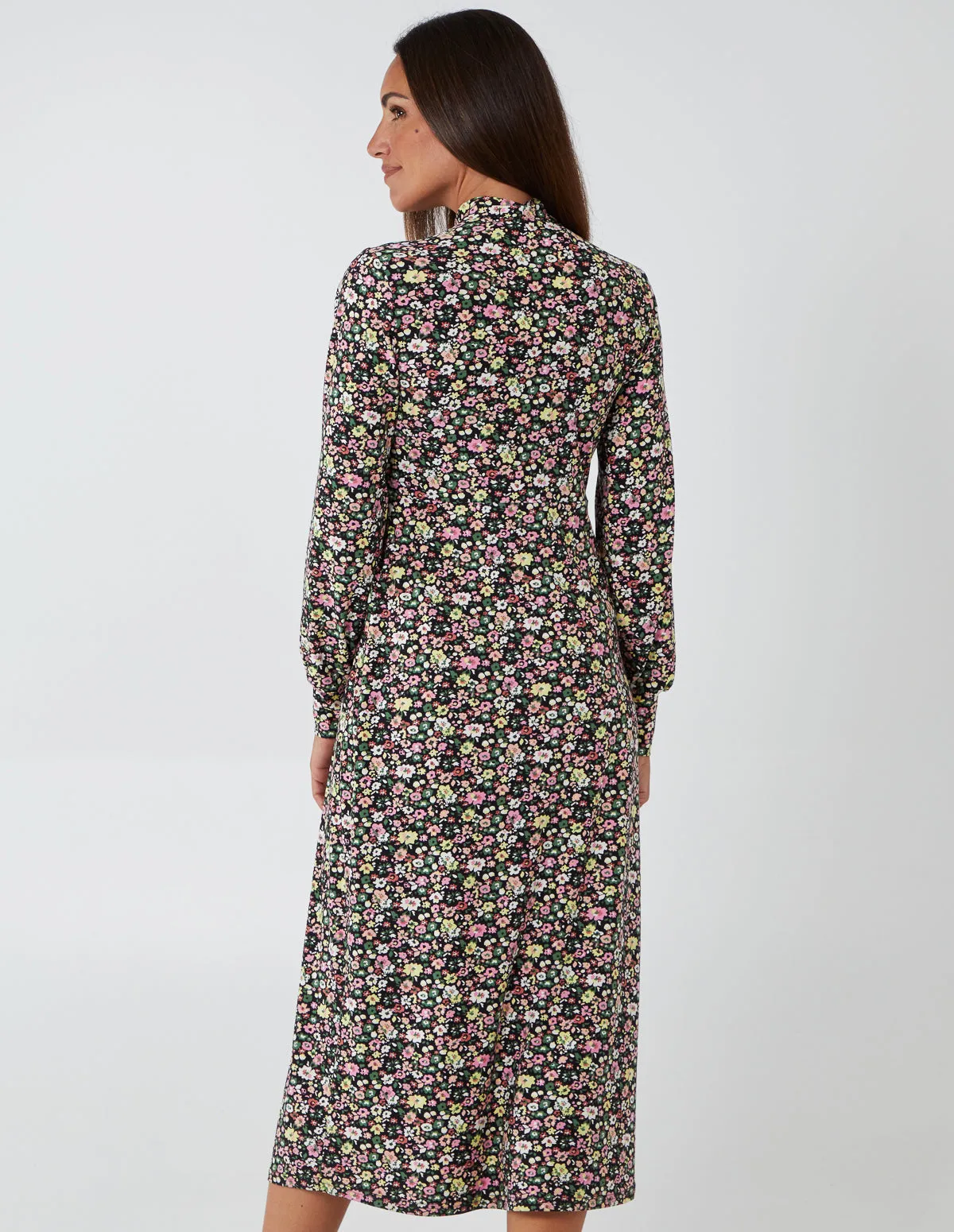 High Neck Balloon Sleeve Midi Dress sold by Blue Vanilla product image thumbnail 5