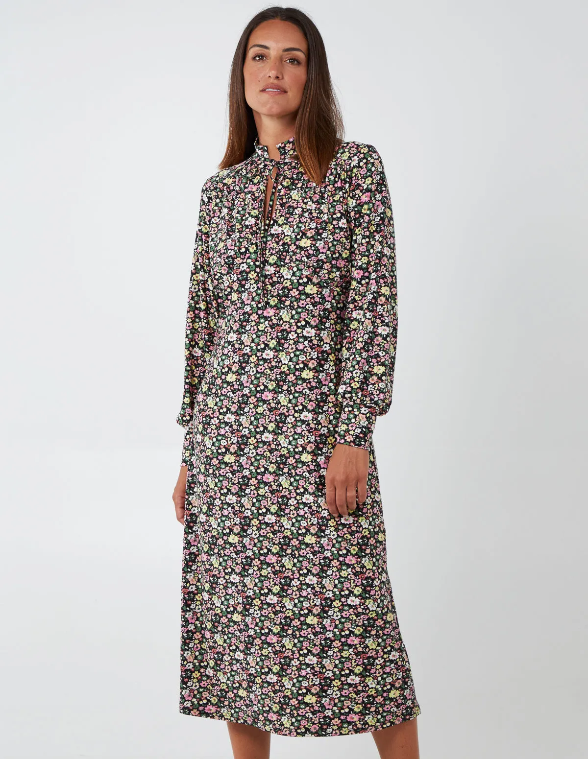 High Neck Balloon Sleeve Midi Dress sold by Blue Vanilla product image thumbnail 3