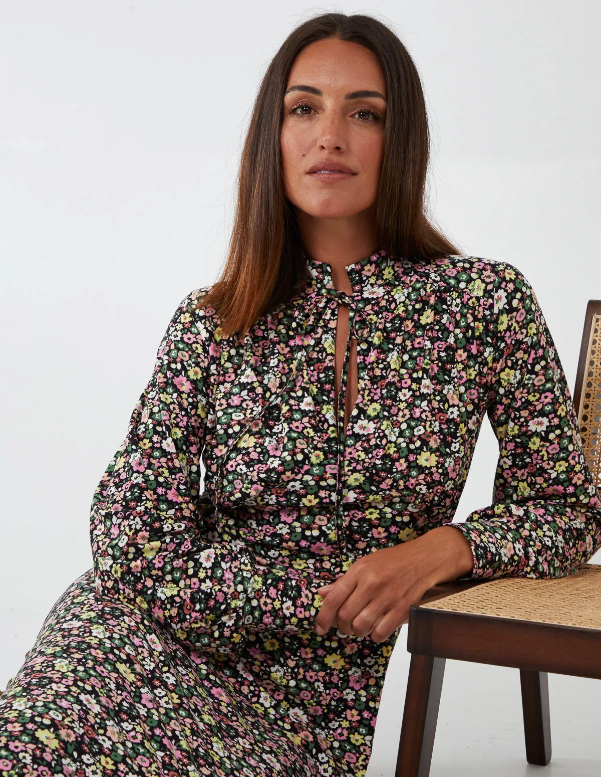 High Neck Balloon Sleeve Midi Dress sold by Blue Vanilla product image thumbnail 2